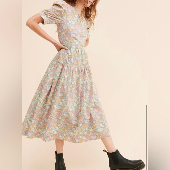En Saison Cotton Blend Floral Midi Dress - Picture 1 of 12